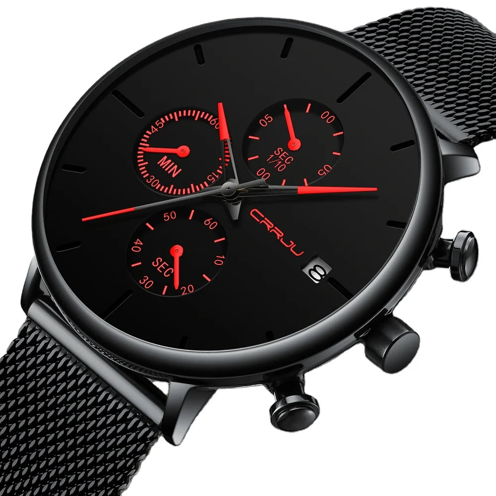 CRRJU 2268 Men Watches Top New Luxury Chronograph Gift Wrist Watch Waterproof Quartz Men's Date Clock Relogio Masculino