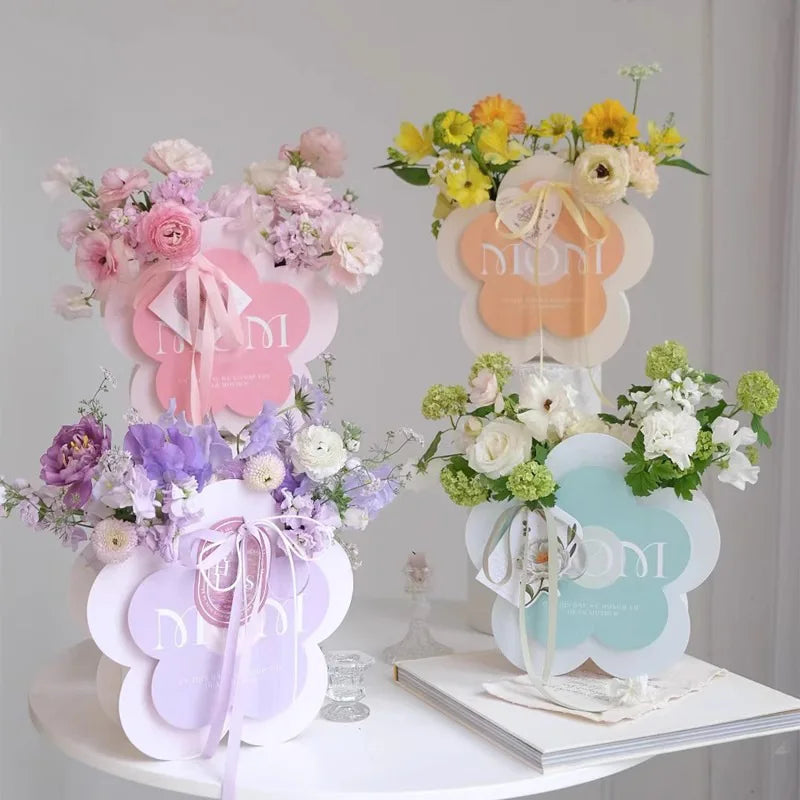 Mother's Day Flower Box Portable Carnation Floral Bouquet Flower Arrangement Box for Flower Packaging