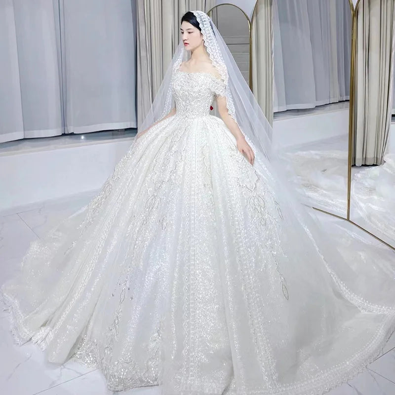 S0169H 2023 New Design Elegant One-shoulder Noble Temperament Trailing Bridal Wedding Dress