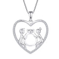 Custom Cubic Zircon Love Heart Boy and Girl Ring Pendant Necklace 925 Sterling Silver for Couple