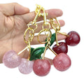 2025 New Fashion Women's Pink Gold Cherry Charm Keychain Cute Girl Bag Decoration Pendant 3D Crystal Bling Portable Letterpress