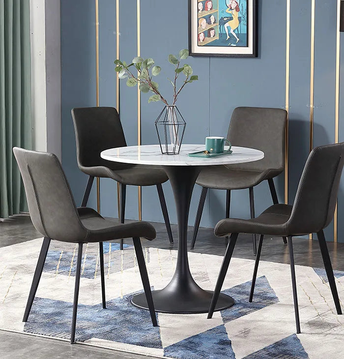 Diameter 80cm Height 75cm Nodric Round Carbon Top Carbon Steel Black Base and Gold Negotiating Table