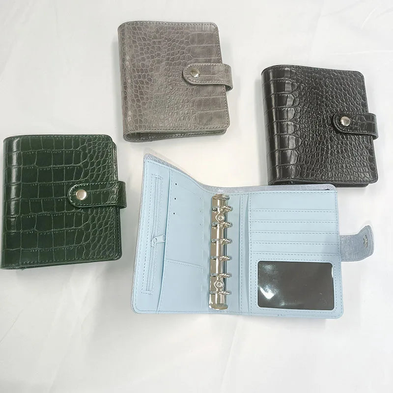 Wholesale Custom crocodile Pu Leather Loose Leaf 6 Ring A7 Budget Binder Purse Wallet Cash Stuffing Savings Binder Wallet Bulk