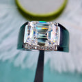 Men Silver 925 Original 6 Carat Brilliant Emerald Cut Diamond Test Past D Color Moissanite Wedding Ring Real Gemstone Jewelry