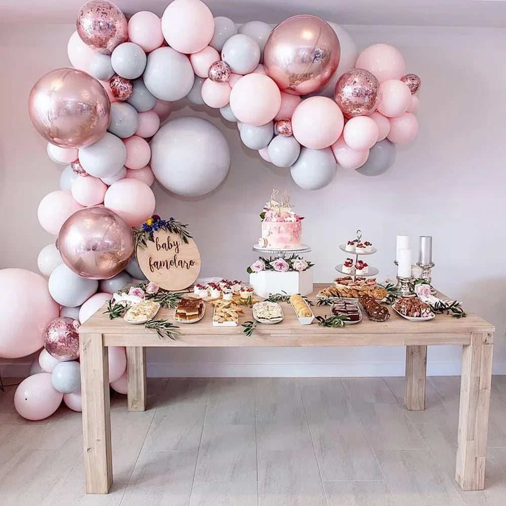 Macaron Pink Latex Balloon Chain Balloons Arch Party Wall Birthday Party Engagement Wedding Decoration Supplies KIT Set