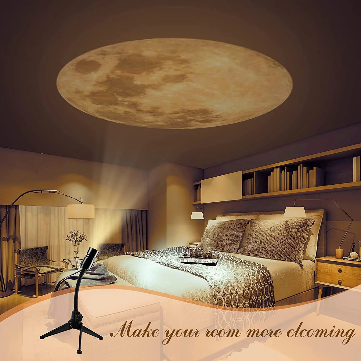 2 in 1 Earth Moon Projection Led Lamp 360 Rotatable USB Starry  Projector Night Light for Home Bedroom Decor