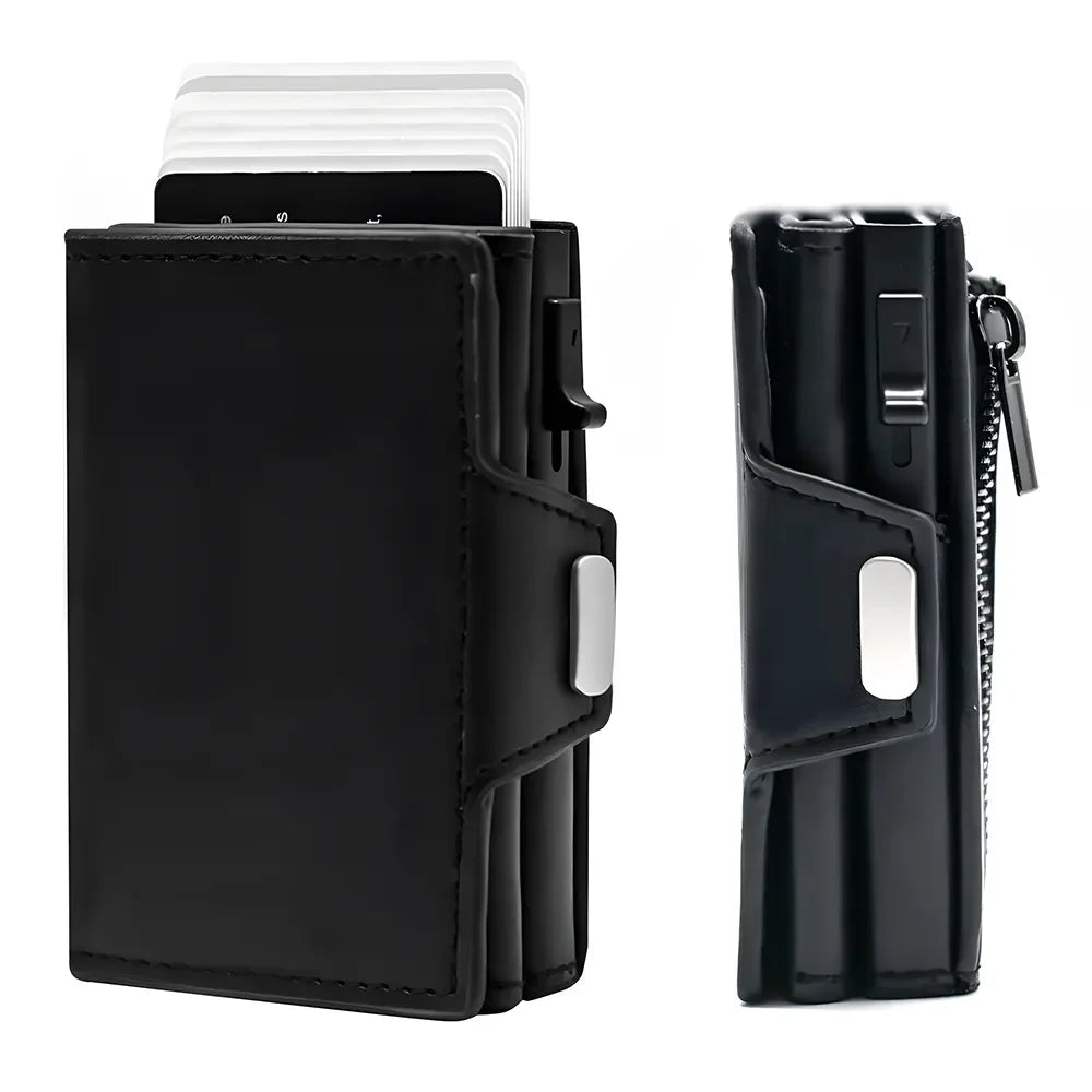 Slim Wallet For Men - Pop Up Card Holder Rfid Blocking Minimalist Business Credit Card Wallet With Money Pocket Metal Card Case