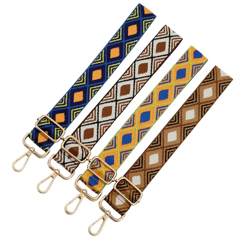 Meetee B-J2130 Bag Accessories Diamond-Shaped Lanyard Jacquard Adjustable Long Shoulder Crossbody Shoulder Strap