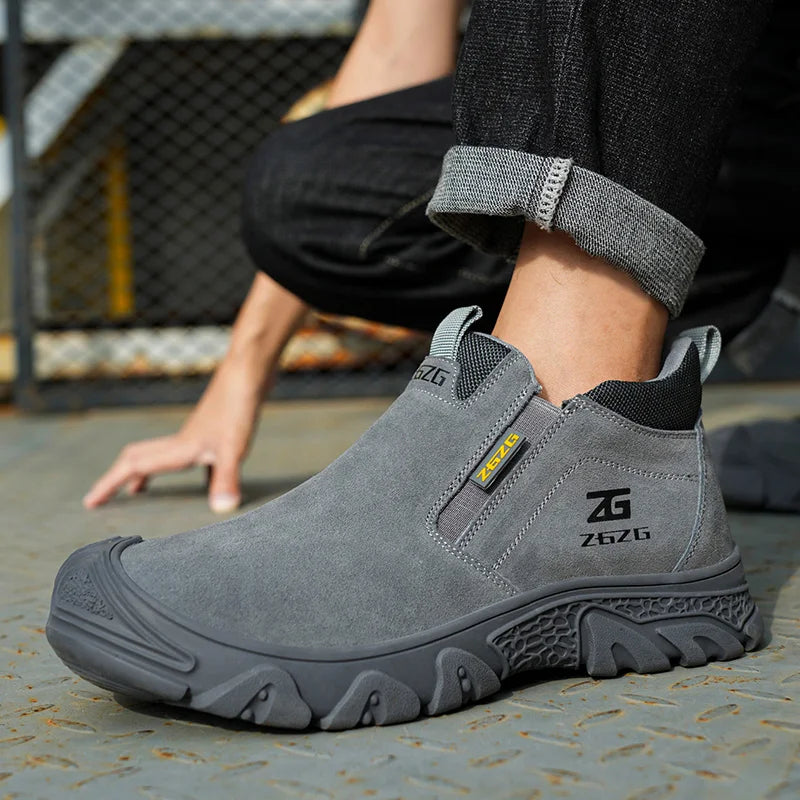 906-Factory Direct Mid Cut Work Safety Shoes for Men Suede Leather Boot Steel Toe for Summer Winter Welding for Year-Round