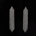 Ziming Crystal Rhinestone Multiple Rows Tassels Earrings Crystal Bridal Diamond Earrings for Wedding Evening Party Earrings