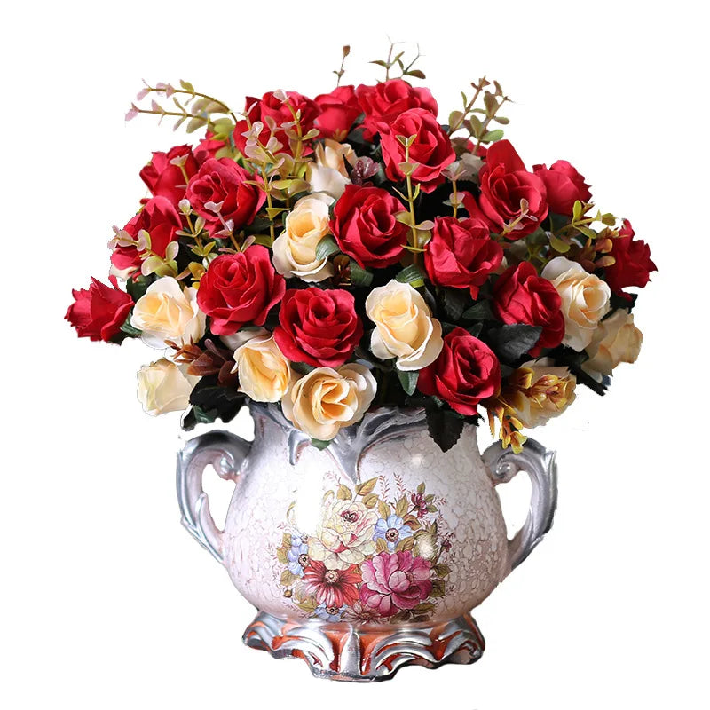New 6-fork 12-head European-style  Small Bouquet of Roses  Flower for Home Decoration