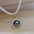 P1464 9-10mm DIY Natural  Freshwater Pearl Charm Pendant Necklace Accessory 925 Sterling Silver Jewelry for Women Without Chain