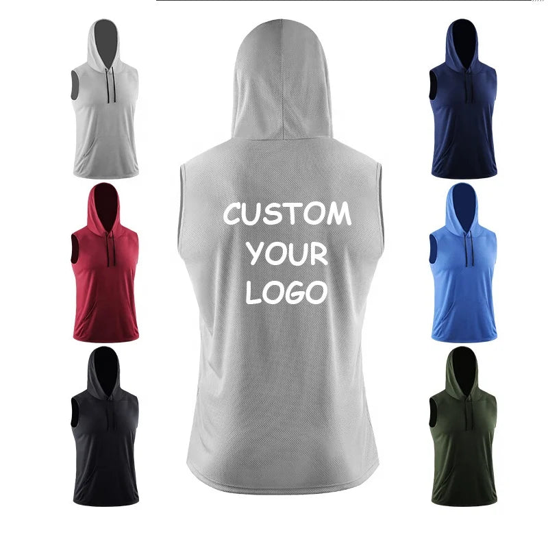 New Style Casual Sports Gym Tank Top Hoodie Men Loose Jogger Men Tank Top Customized Stringer Running Breathable Tank Top Men