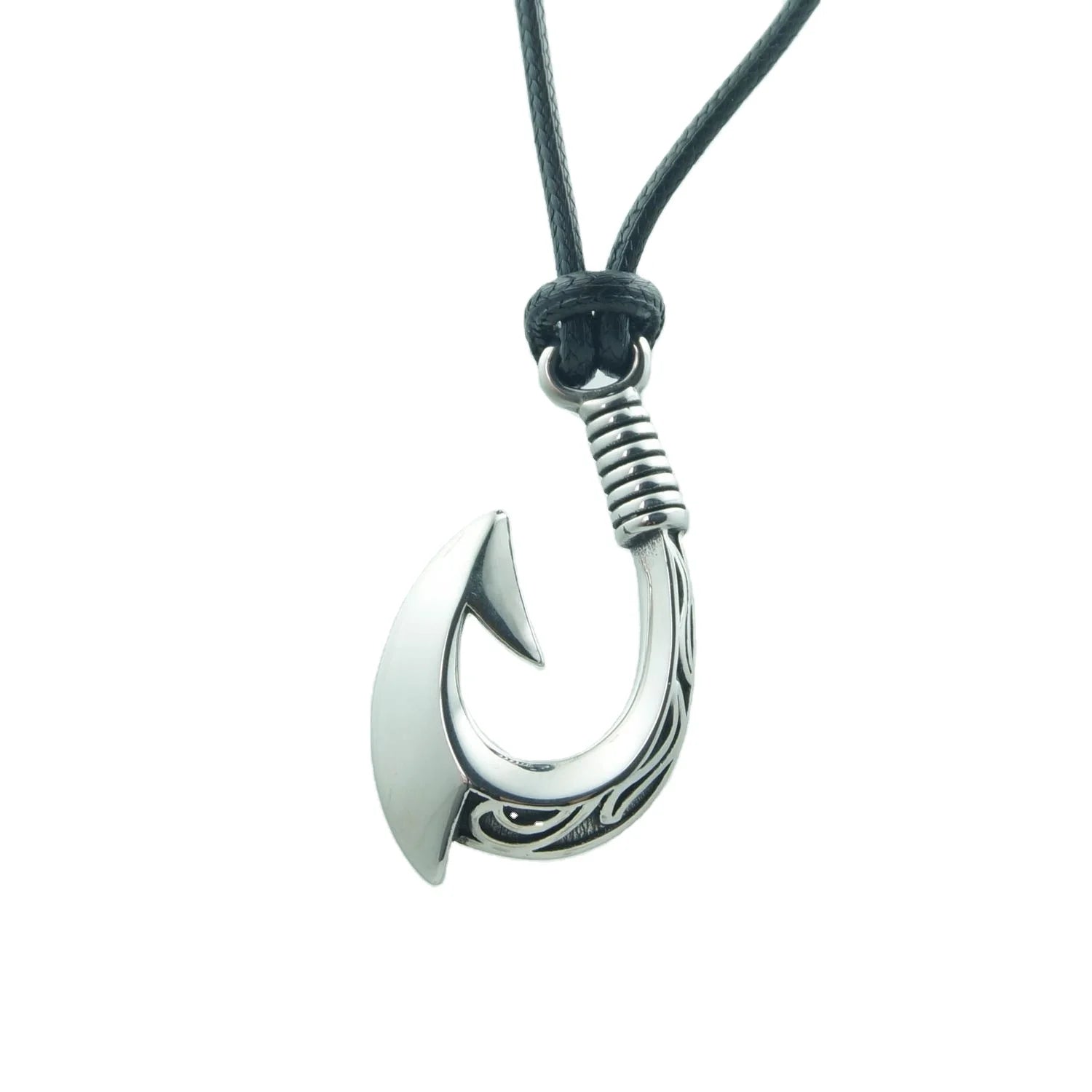 Punk Style Stainless Steel Viking Axe Necklace Fish Hook Pendant Christmas Gift