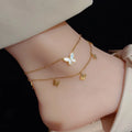 Fashion Jewelry Popular 18k Gold Plated Stainless Steel Luxury Women Girl Personalized Butterfly Foot Anklets for Women