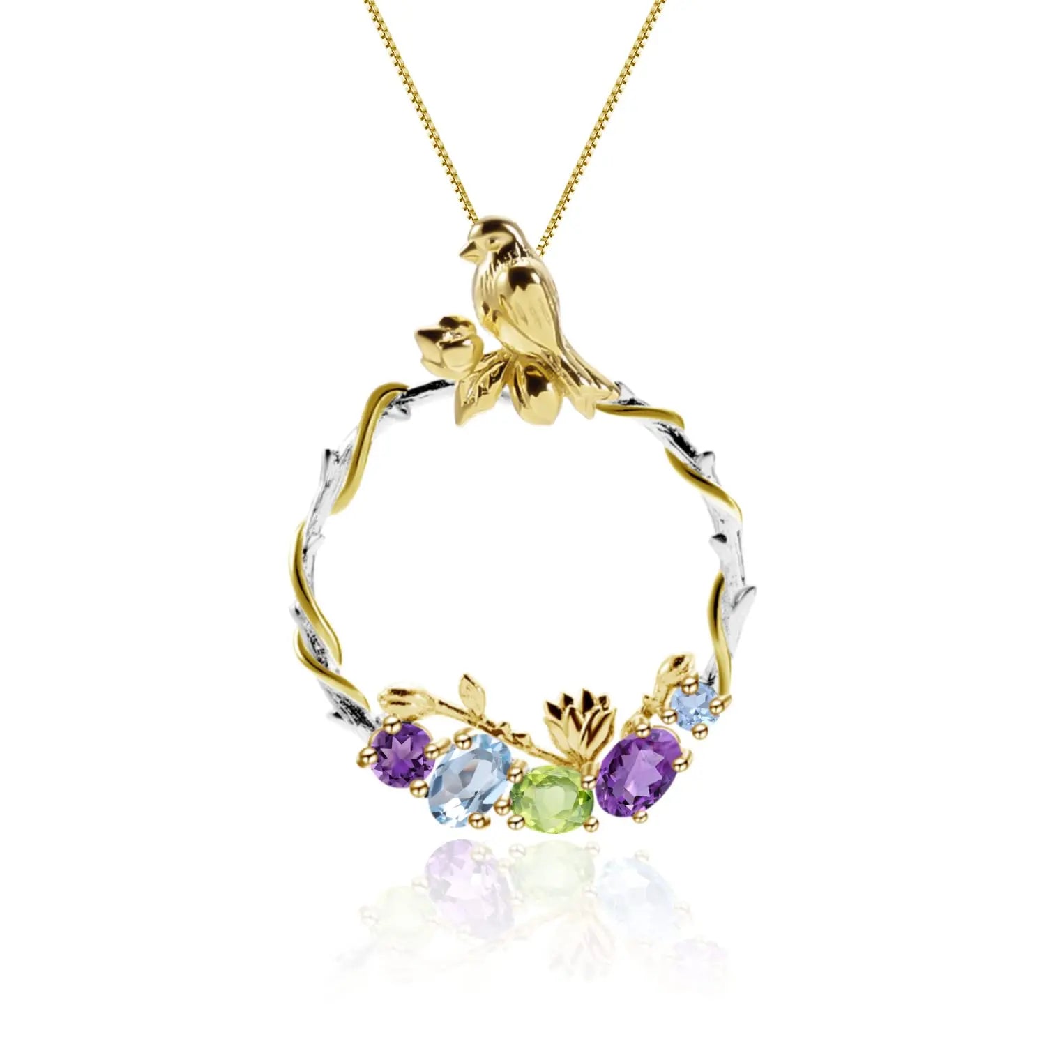 Abiding Jewelry Genuine Designer 18K Gold Plated 925 Sterling Tarnish Free Necklace Custom Chain Fashion Stone Silver Pendant