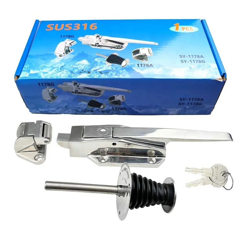 Minran SUS316 1178 Industrial Cam-lift Safety Latch Ambidextrous Release Handle Lock Easy Installation for Cold Room Door Lock