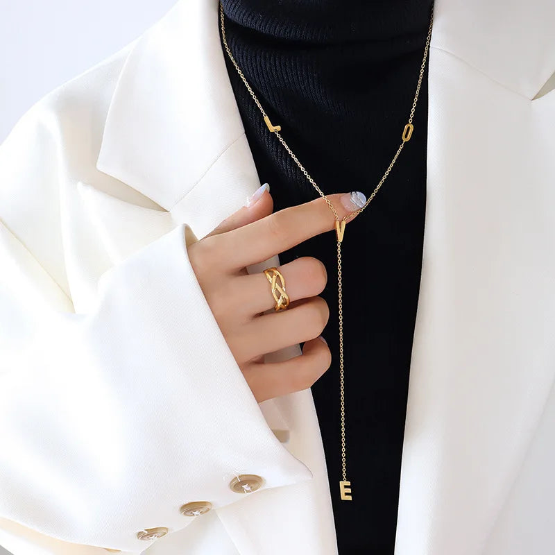 Popular Sweet Women's Simple Charm Necklace Choker Necklace Gold Plated Letter Love Pendants Necklaces