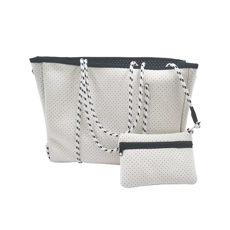 Hot Selling New Design Fashion Ladies Custom Logo Large Capacity Outdoor Travel Neoprene Bag Shoulder Tote Beach Bag