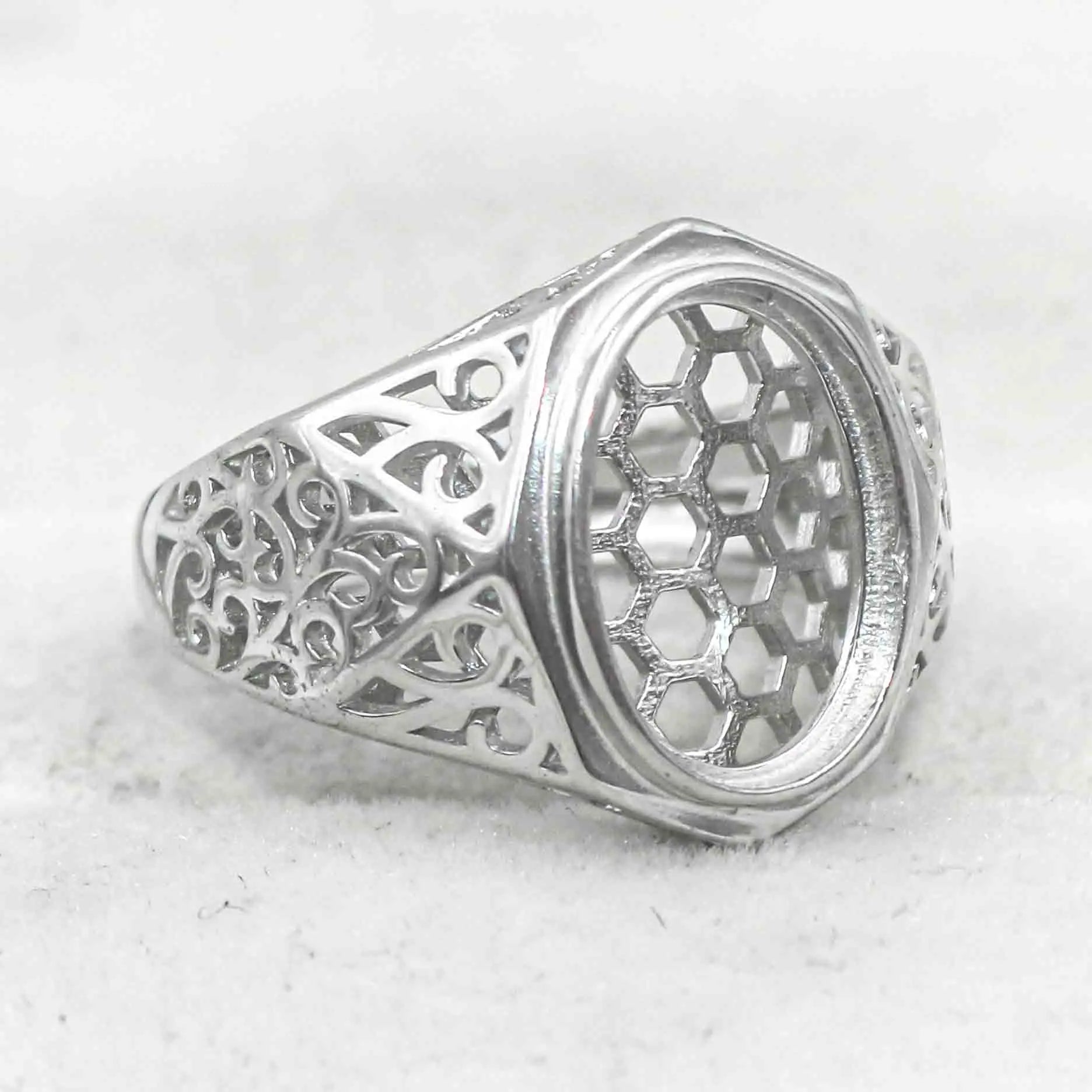 Sterling Silver 10*14/13*17/14*19/15*20/16*21mm Semi Mount Men's Ring Blank Bezel Setting S925 Without Center Stone for Inlay