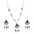Boho Ethnic Vintage Beads Tassel Earrings and Forehead Necklace Pendant Butterfly Goldfish Chains Set for Women