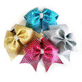 Golden Red Silver Glitter Professional Rhinestone Bow Cheer Bow Cheerleading Hair Accessories Full Bling