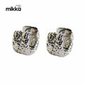 Vintage Chunky 18K Gold Plated Stainless Steel Pattern Huggie Earrings for Women Jewelry