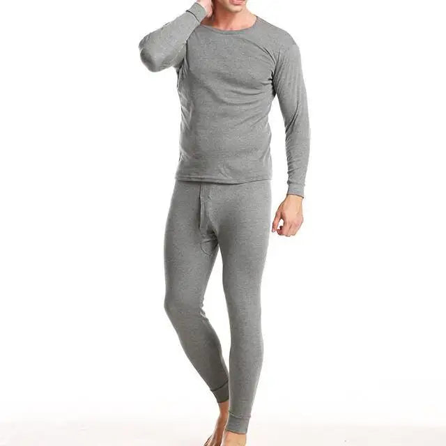 L-3XL Autumn and Winter Men's Thermal Underwear Thin Base Cotton Sweater Autumn Clothes and Pants Set