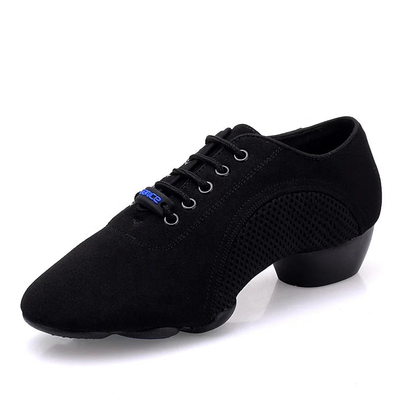 New Arrival Black Cotton Latin Salsa Low Heel Ballroom Dance Shoes for Women Zapatos De Baile by [Brand] Leather Material