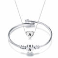Women's Heart Letter Necklace Bracelet Set Stainless Steel Jewlery Waterproof Factory Wholesale Letter Necklaces/A-Z Jewelry Set