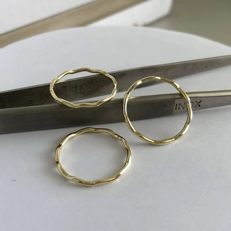 Wholesale Excellent Minimalist Jewelry 14K Gold Filled Irregular Wave Ring for Women