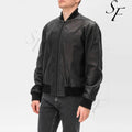 Customized New Design High Street Style Trend Surface Leather Ribbed Neckline Men's Jacket