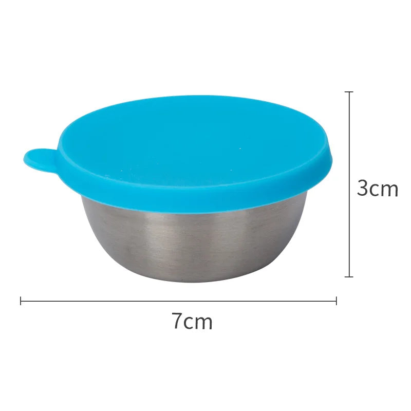 Factory Outlet Leak-proof Salad Ketchup Cup Picnic Portable Dipping Cup with 304 Stainless Steel Sauce Cup with Silicone Lid