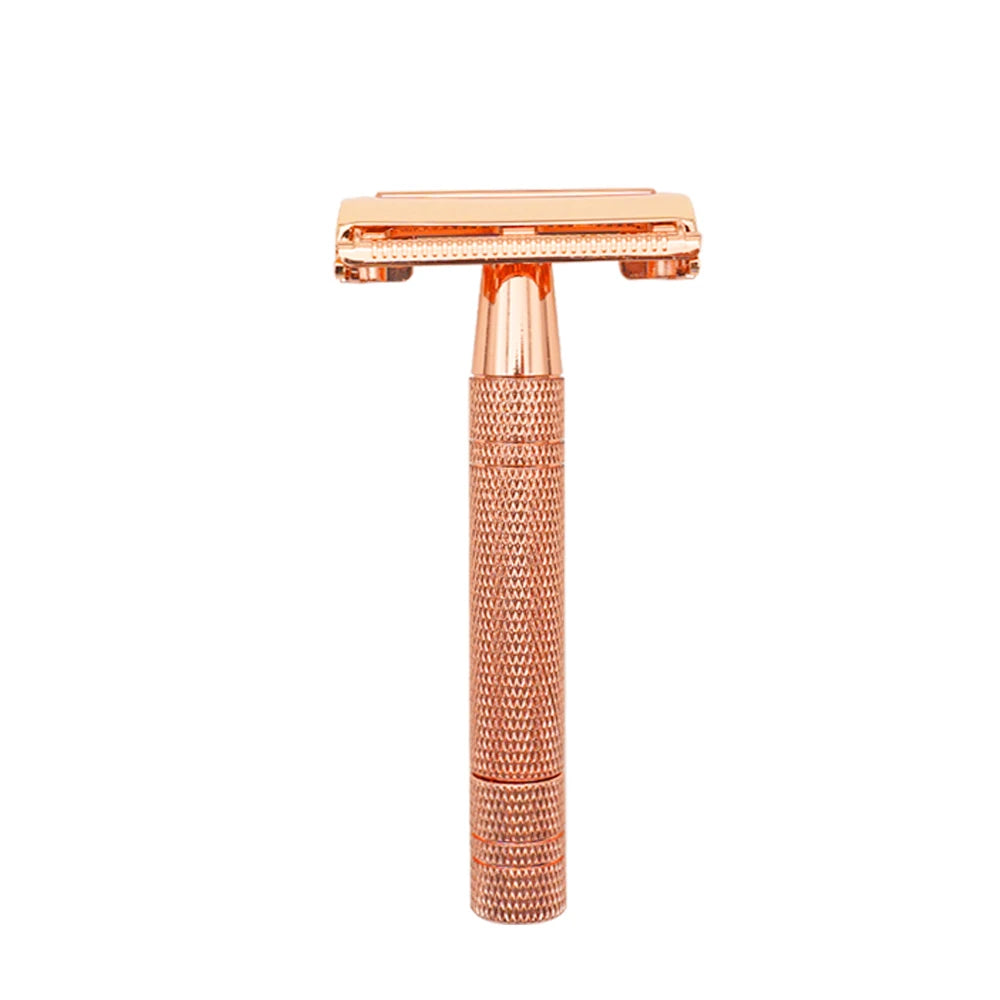 Classic Double Edge Safety Short Handle Razor for Men Women with Stainless Steel Blades for Bikini Underarm Face & Body Grooming