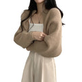 Fashion Women's 2024 Knitted Cardigan Jacket Short High Waist Ruffle Sleeve Shawls for Women Sweater