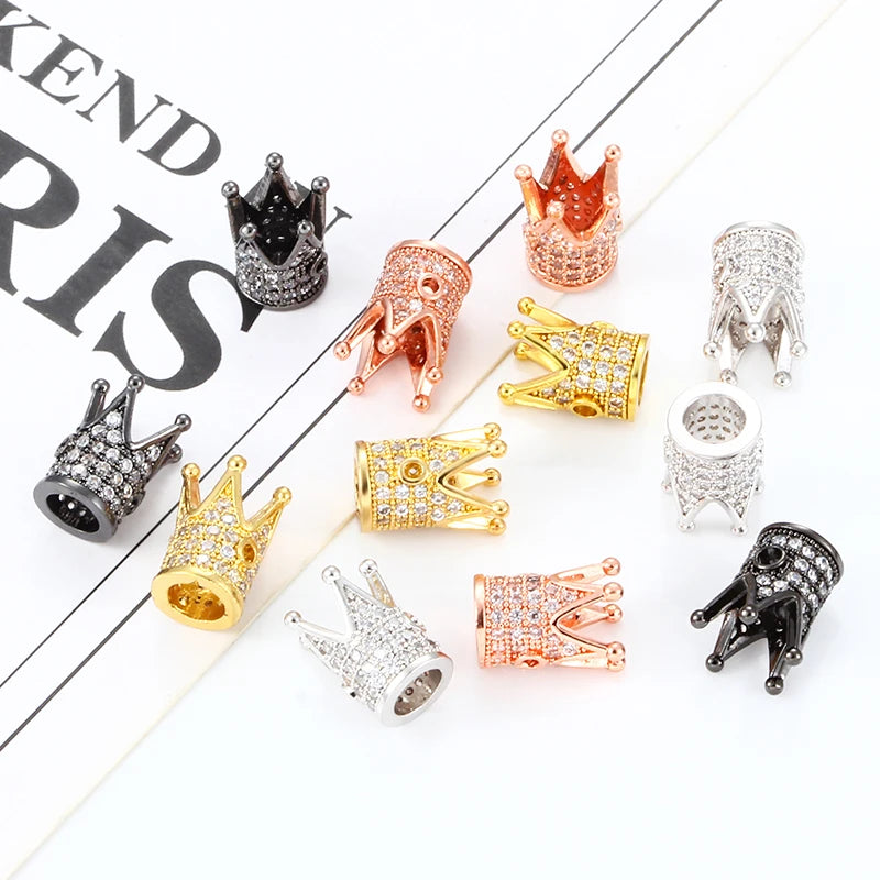 New Design Copper Zircon Crown Beads Bracelets Beads Jewelry Making Supplies for Diy Jewelry Accessories Findings