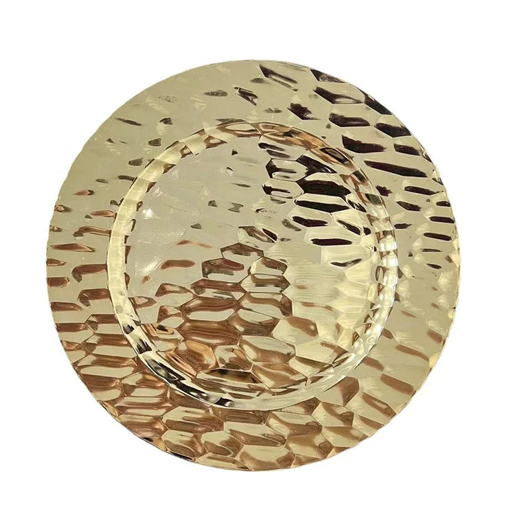 Elegant Tabletop Decor Luxury 13 Inch Plastic Under Plate Wedding Gold Silver Clear Charger Plate