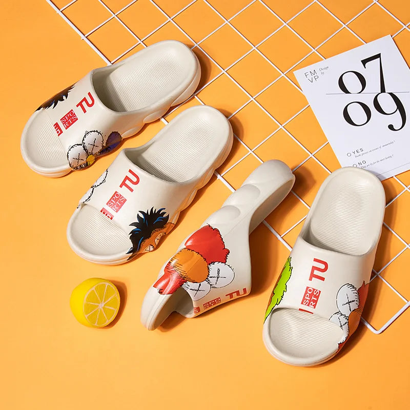 Fashion Trend Heat Transfer Soft Thick EVA Men Sandals Slippers