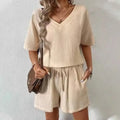 Female Outfit Clothes Women Elegant Summer Women's Two Pieces Suit Full Set Solid Color Casual Loose Short Pants Sets Pajamas