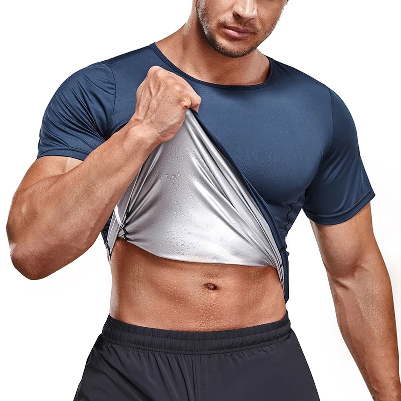 Men Sweat Body Shaper Vest Compression Top Gym Workout Heat Trapping Shirt Slimming Shirts Sweat Sauna Suits