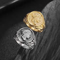 Vintage Roman Empire Caesar Stainless Steel Ring 18K Gold Plated Portrait Ring Men's Jewelry Customization MegaBDM