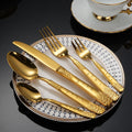Hot Sales 304 Stainless Steel Forks and Knives Set 5 Pieces Luxury Gold Cutlery Set for Wedding Restaurant