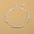 Wholesale Women Silver Color Round Tube Beads  Link Chain Women Silver Bracelets