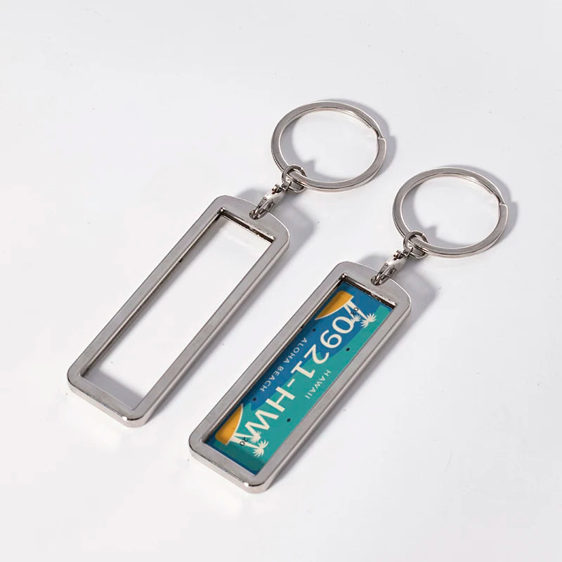 Large Size Car License Plate Sublimation Zinc Alloy Fashion Double-Sided Lightweight Custom Made Keychain Blanks
