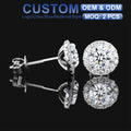 Fine Jewelry Wholesale Women's 925 Sterling Silver Platinum Plated Classic Brilliant Cut 1.2 Carat Moissanite Stud Earrings