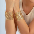 SHIXIN Exaggerated Vintage Big Flower Hollow Open Bangles Women Geometric Wide Cuff Bracelet Gold Silver Bracelet Jewelry Gift