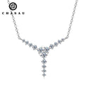 Luxury 925 Sterling Silver Sparkling All Moissanite Necklace Sexy Y-Shaped Pendant Necklaces for Women Girls