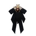 Jachon Korean Retro Fabric Ribbon Black Bow Bee Brooch Rhinestone  Bowknot Neck Bow Tie for Girls
