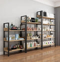 4+ Tier Multi-functional Metal Bookshelf Speakers Wood Bookcase Living Room Furniture