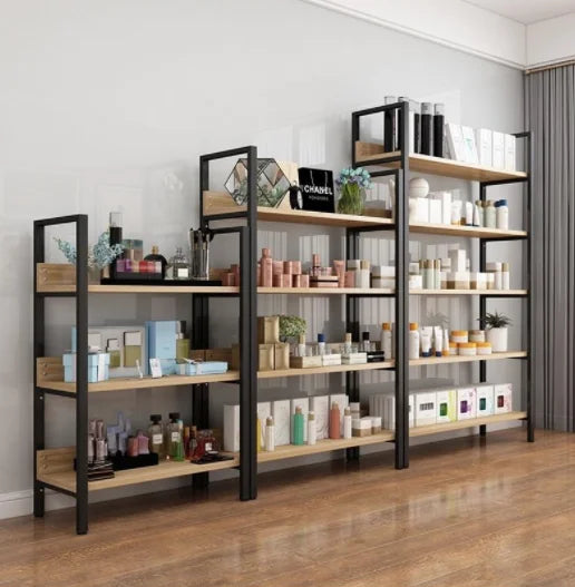 4+ Tier Multi-functional Metal Bookshelf Speakers Wood Bookcase Living Room Furniture
